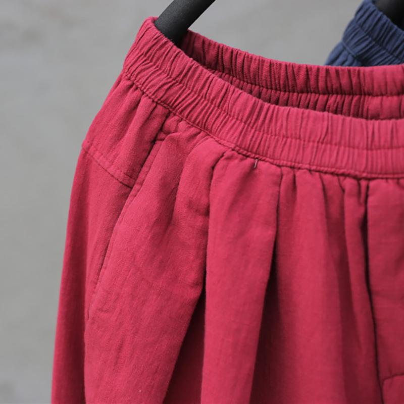 Retro Thick Warm Pure Color Pants