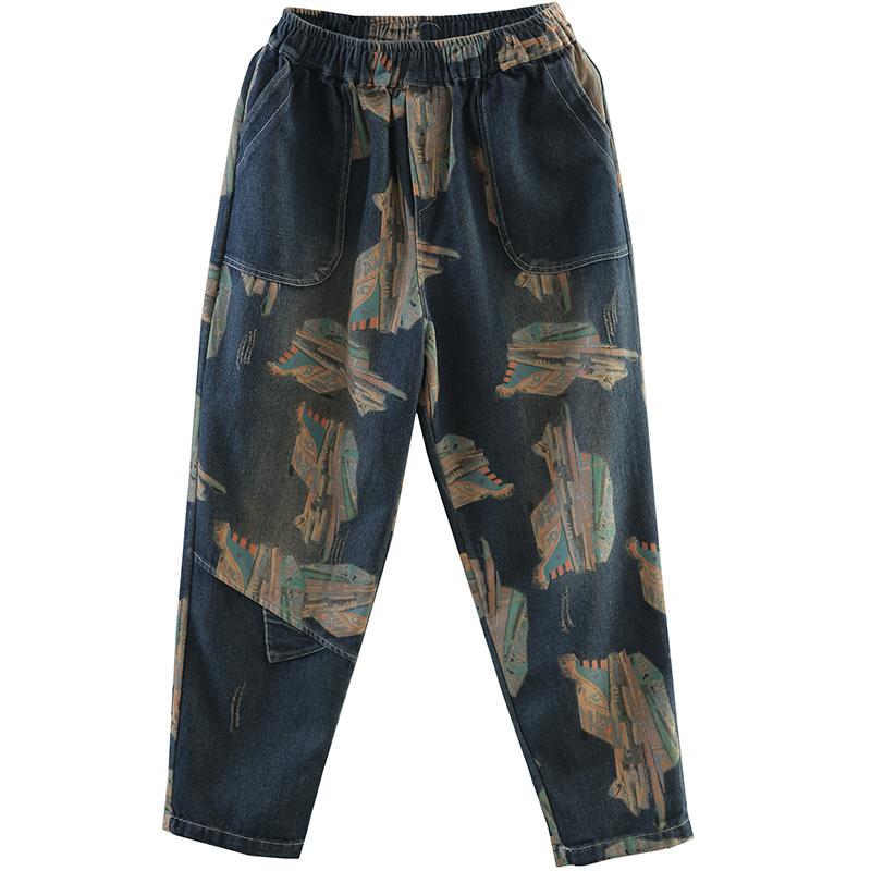 Retro Wild Casual Printed Harem Jeans
