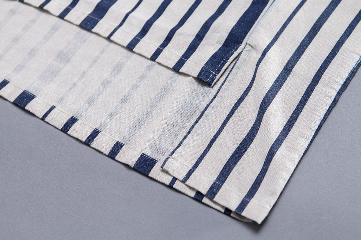 Round Neck Linen Cotton Stripe Loose Dress