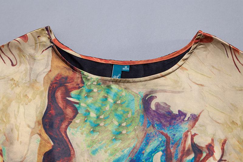 Round Neck Loose Commuter Printing Long Dress