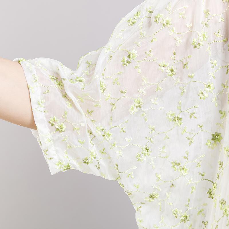 Round Neck Print Floral Pleated Short Sleeve Dress