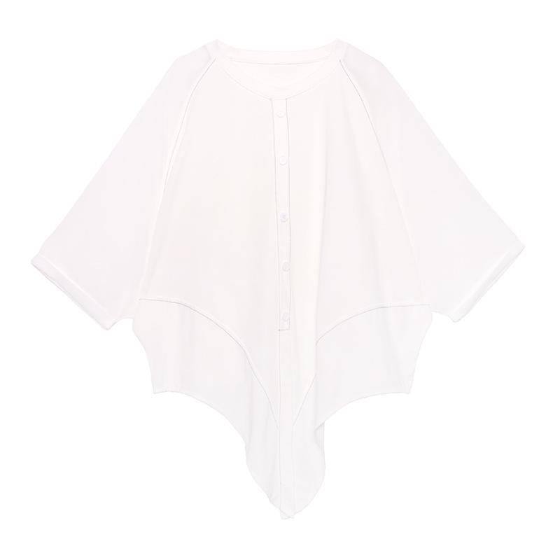Plus Size Loose Chiffon Solid Split-Joint Blouse