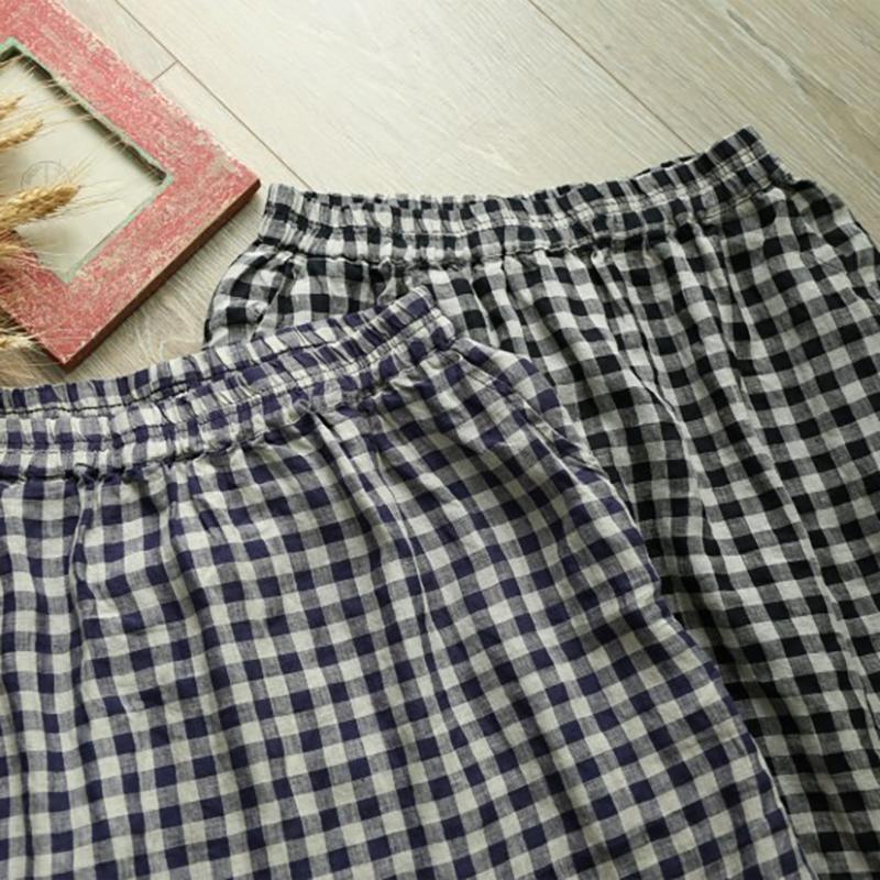 Simple Plaid Elastic Waist Loose Skirt