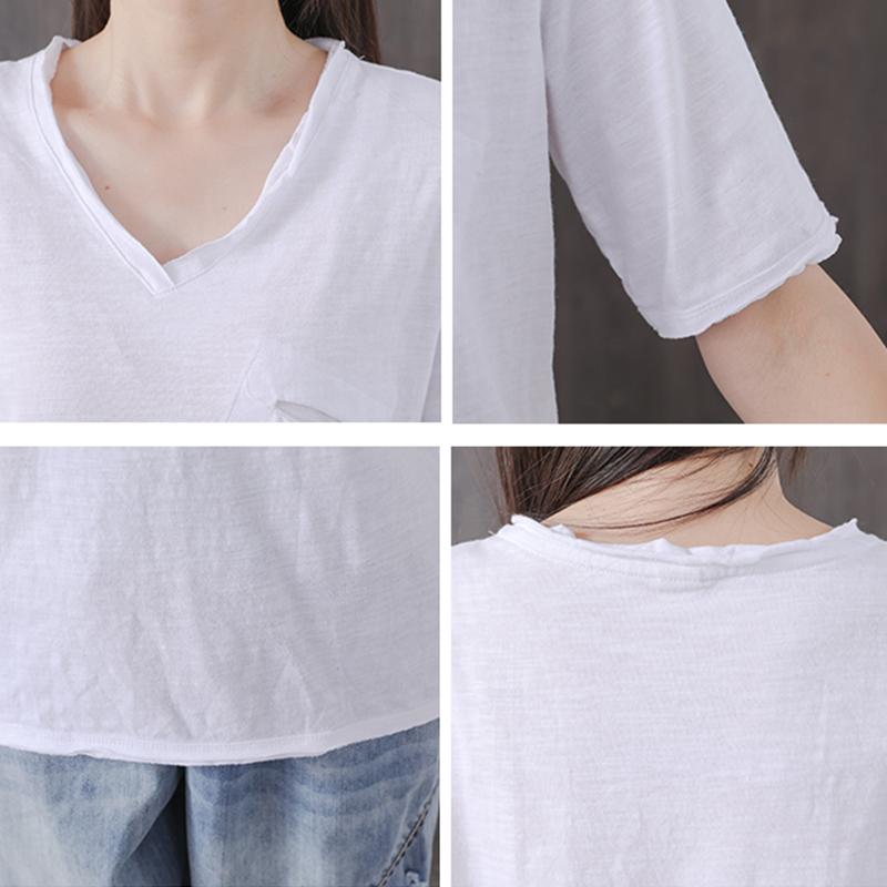 Simple Pure Color Single Pocket T-Shirt