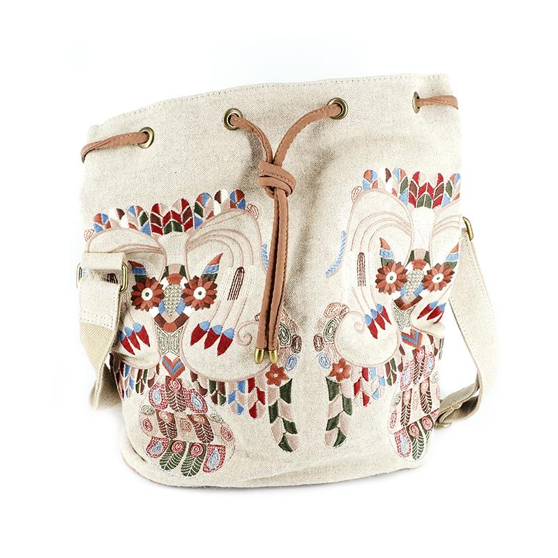 Simple Retro Embroidery Canvas Shoulder Bag