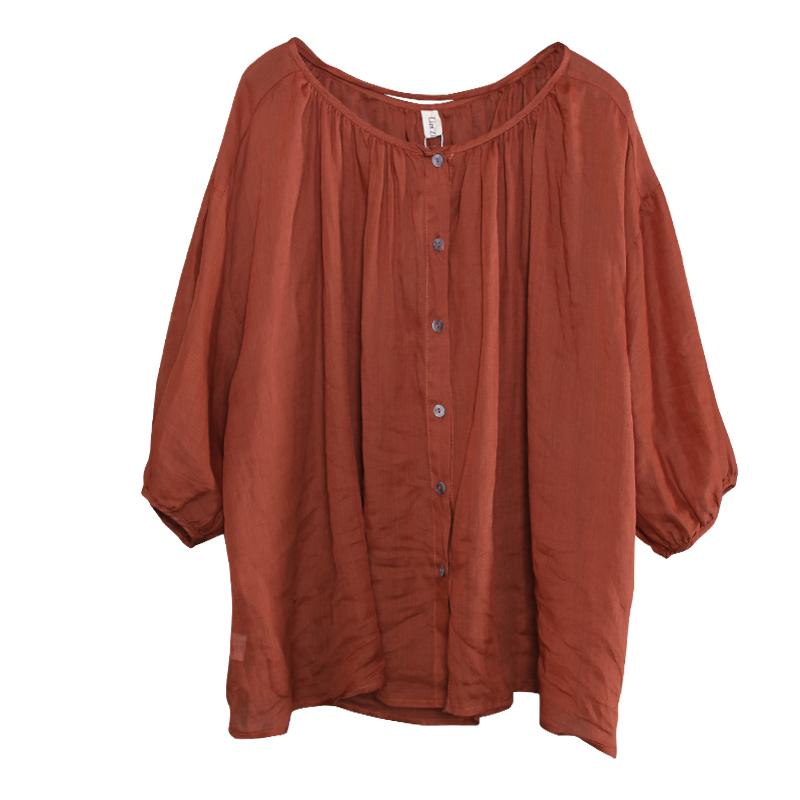 Single Breasted Casual Batwing Sleeve Blouse