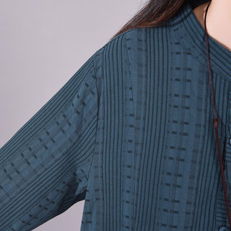 Buykud Single Breasted Embroidery Casual Loose Dress