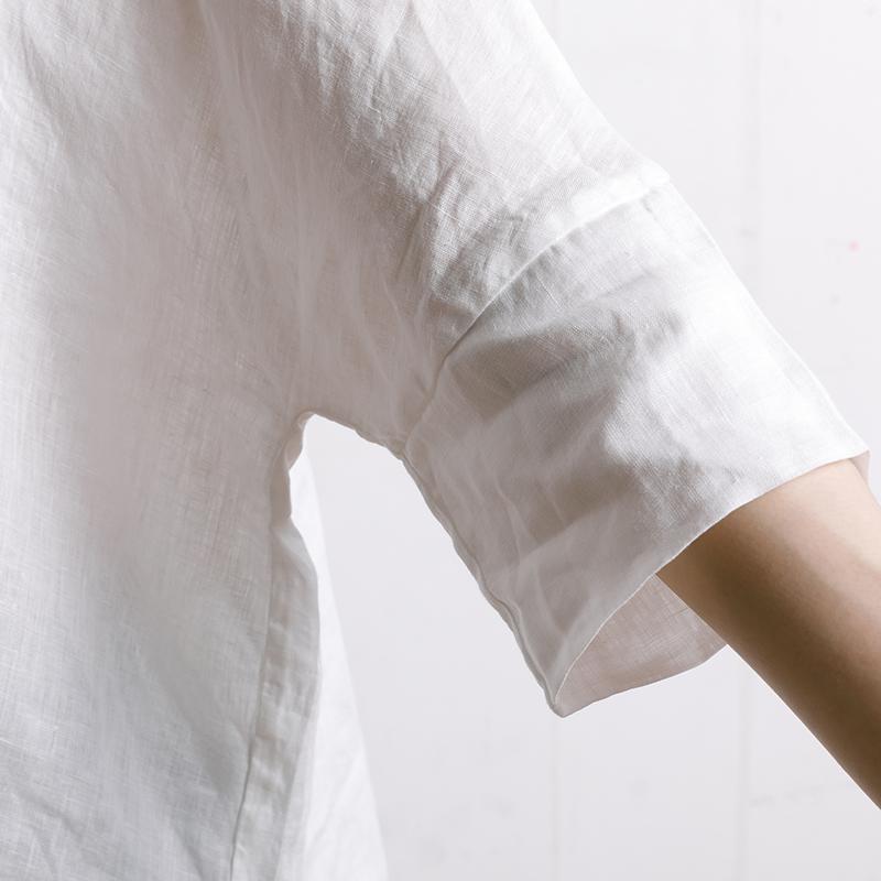 Single Breasted Printed Simple Linen T-Shirt