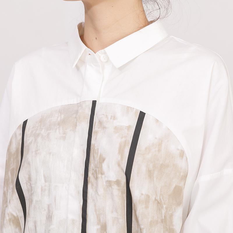 Single Breasted Printed Split Women Shirt