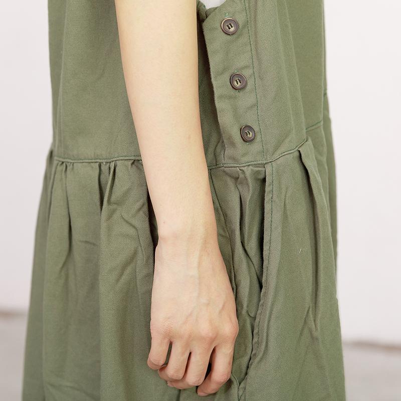 Sleeveless V-Neck Pure Color Loose Dress