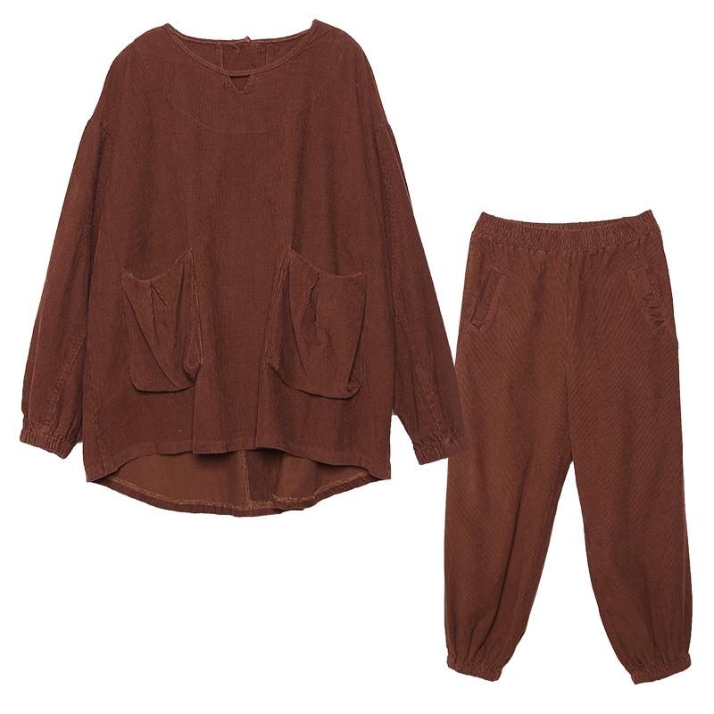 Solid Color Corduroy Two Piece Suit