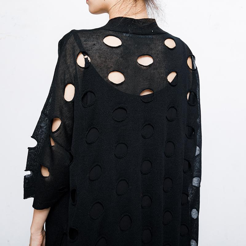 Solid Color Hole Split Loose Coat