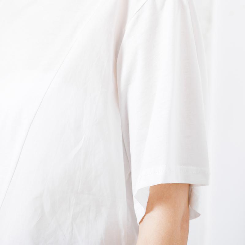 Solid Color Patchwork Asymmetrical Hem T-Shirt