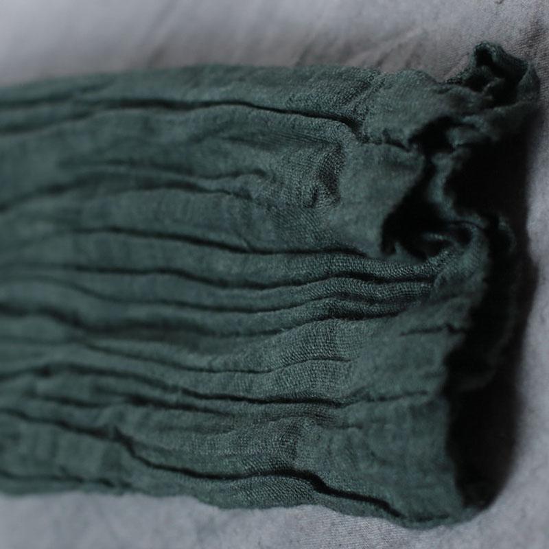 Solid Color Pleated Long Sleeve Shirt