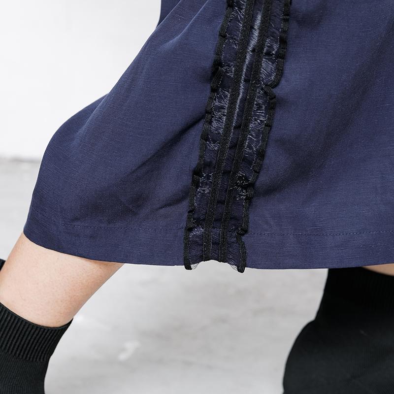 Solid Color Side Lace Spliced Wide Leg Pants