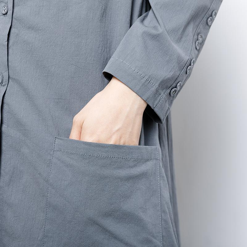 Solid Color Single Breasted Loose Shirt