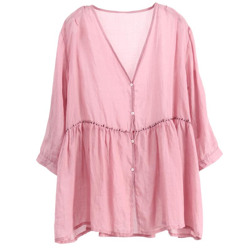 Solid Color Single Breasted Thin Blouse