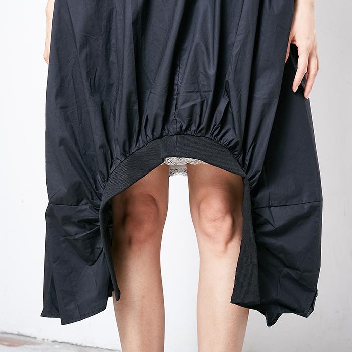 Solid Cotton Short Sleeve Irregular Dress
