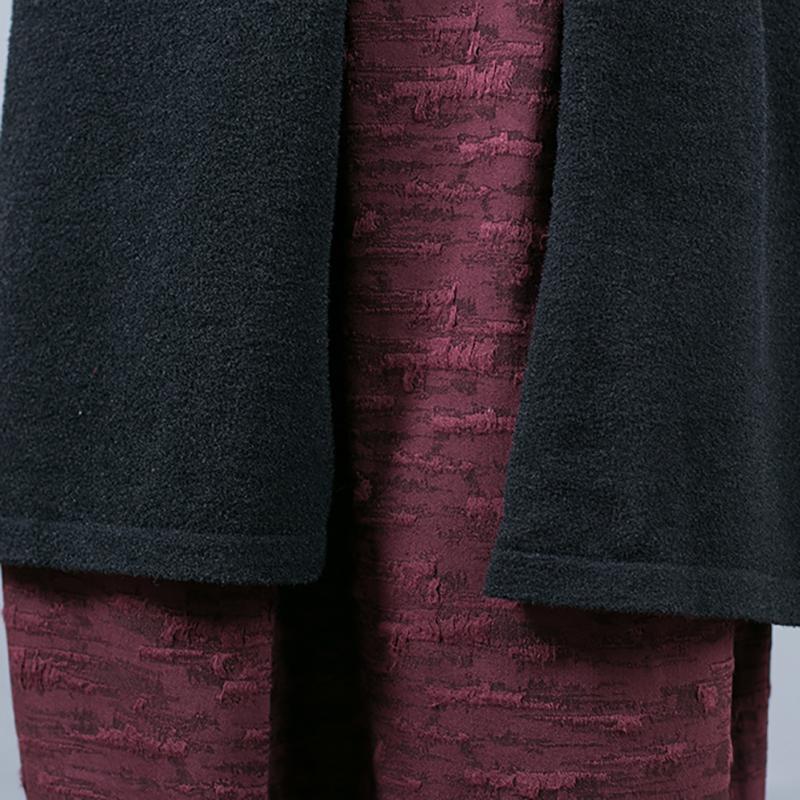 Split Hem Pure Color Round Collar Long Sweater