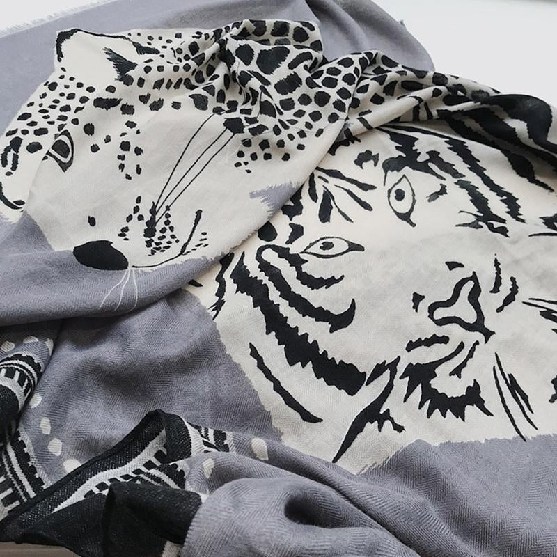 Spring Autumn Leopard Print Silk Scarf