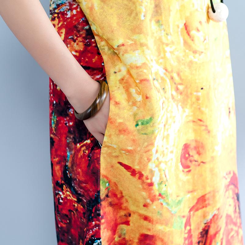 Summer Abstract Printed Straight Midi Dress