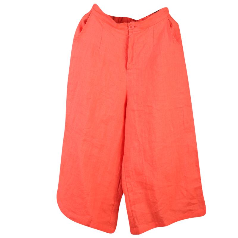 Summer Casual Orangered Thin Wide Leg Pants