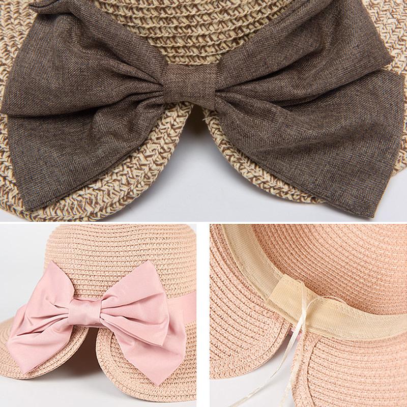 Summer Casual Solid Straw Bow Hat