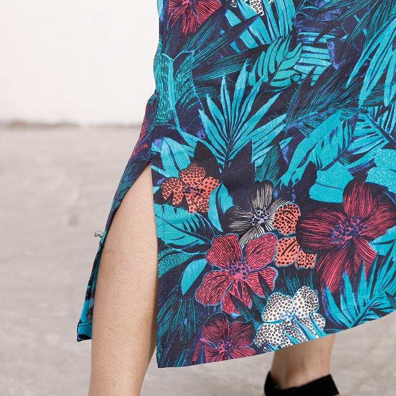 Summer Coloured Printed Round Neck Sleeveless Dress For Women