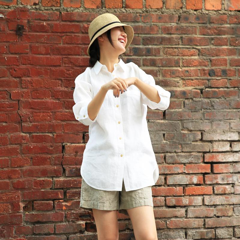 Summer Cool Casual Loose Linen White Shirt