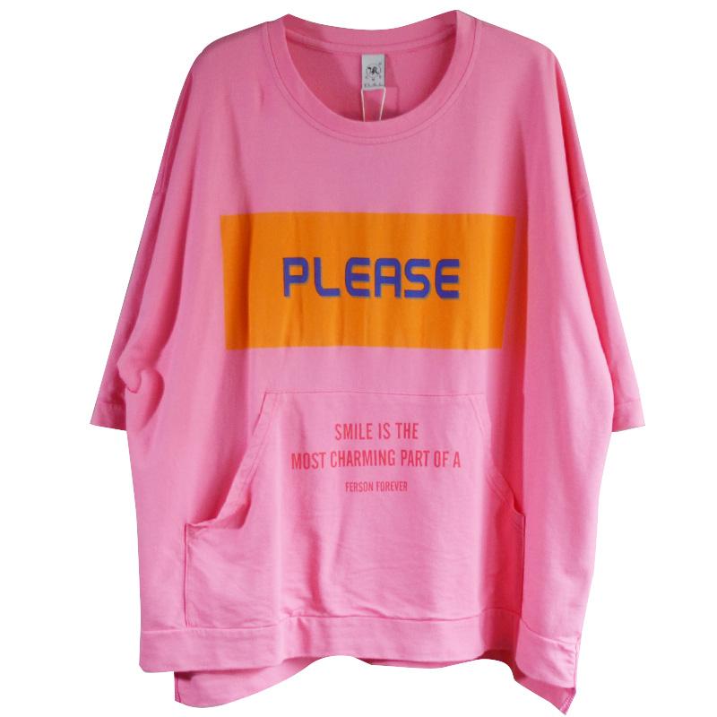 Summer Cotton New Literary Print Half Shirt