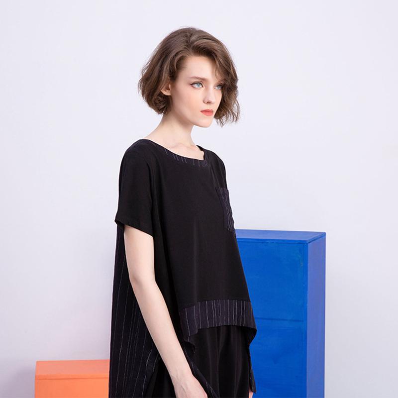 Summer Fashion Cotton Stiped Short Blouse