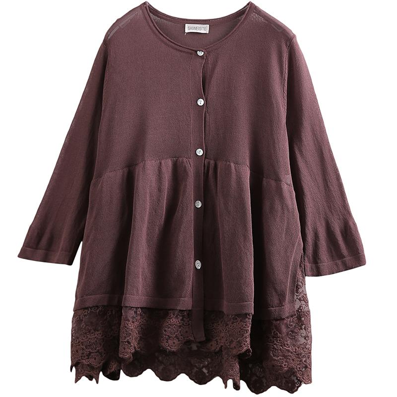 Summer Hollow Out Embroidery Spliced Vintage Blouse