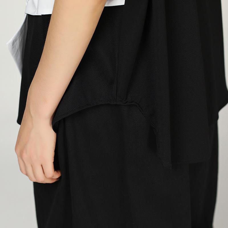 Summer Irregular Cotton Blouse With Bow