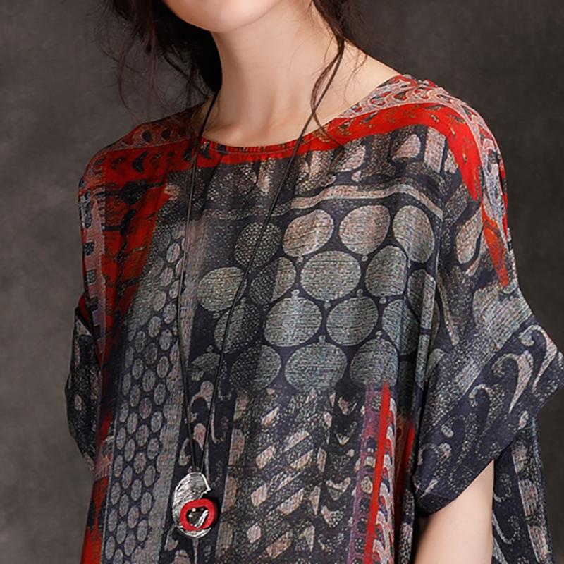 Summer Round Neck Travel Loose Printed Dress