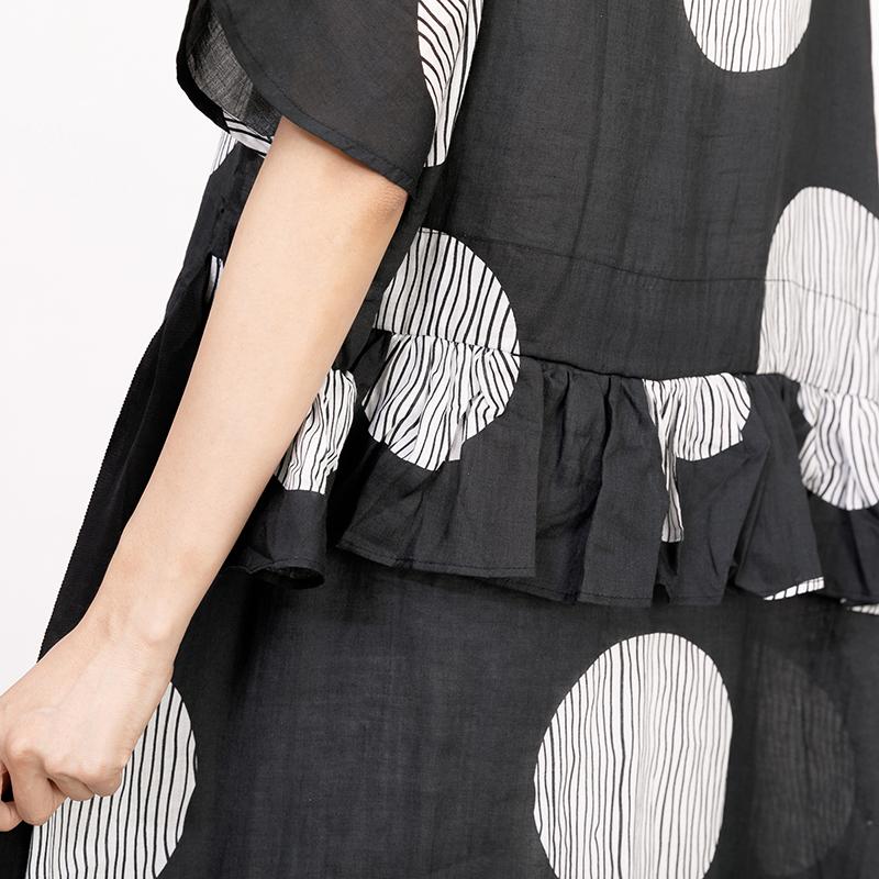 Summer Short Sleeve Black Pockets Casual Dress