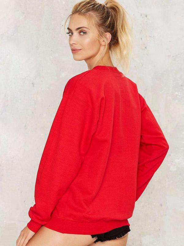 Solid Color Letter Printed Sweatshirts Tops