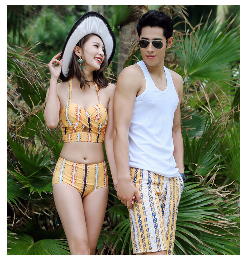 Sexy high waist bikini three-piece spa resort swimwear