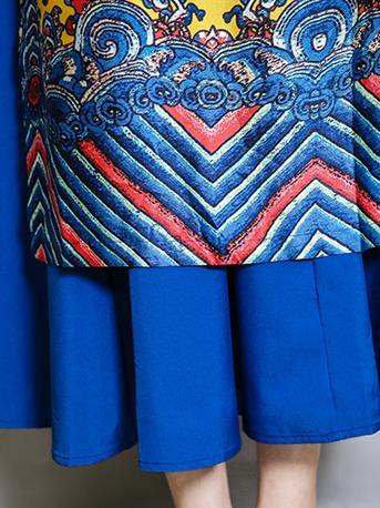 Original Long Dress in Blue Color with Floral Print