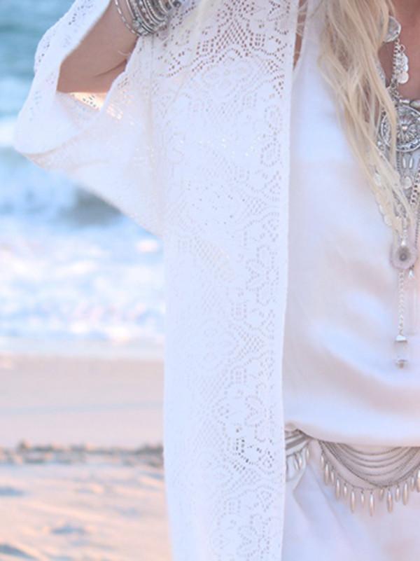 White Cotton Blend Tasselled Mini Cover-Up