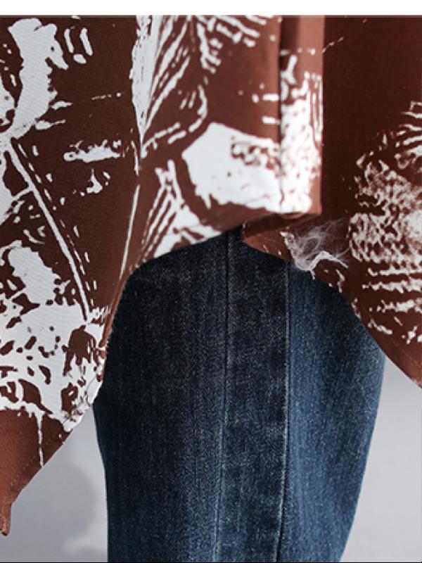 LOOSE CROPPED PRINTED LONG SHIRT