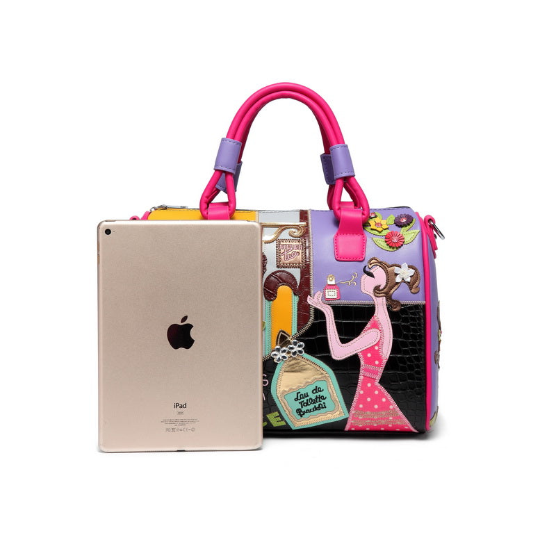 Creative Boston bag cartoon embroidery stitching bucket bag