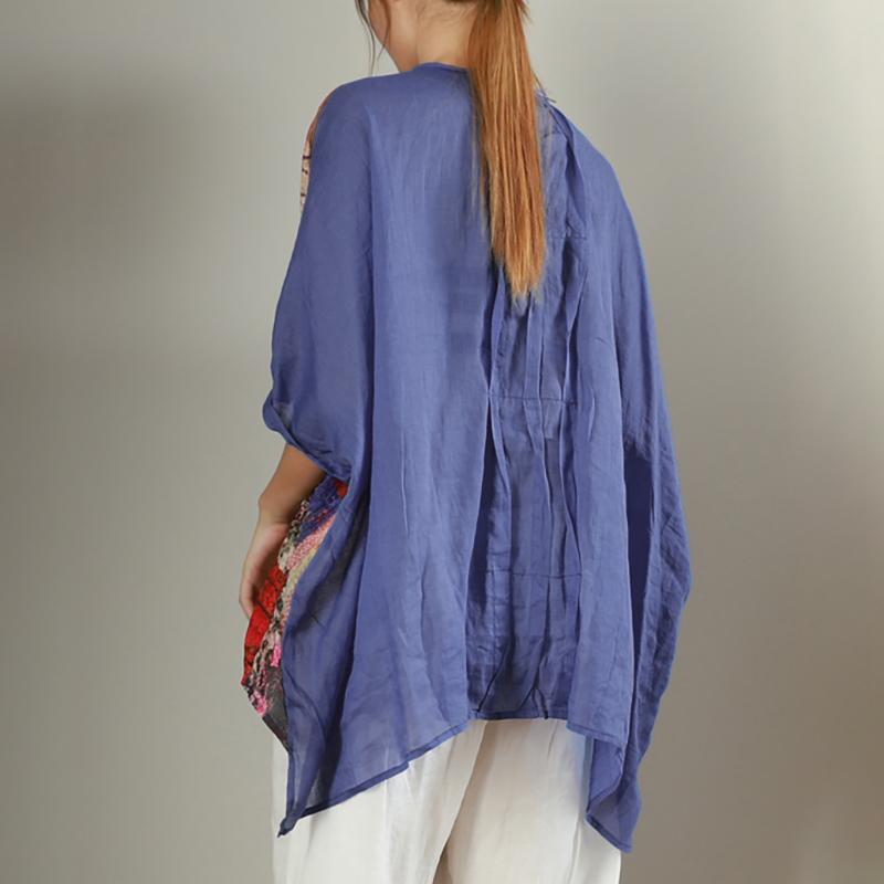 V-Neck Printed Casual Loose Breathable Blouse