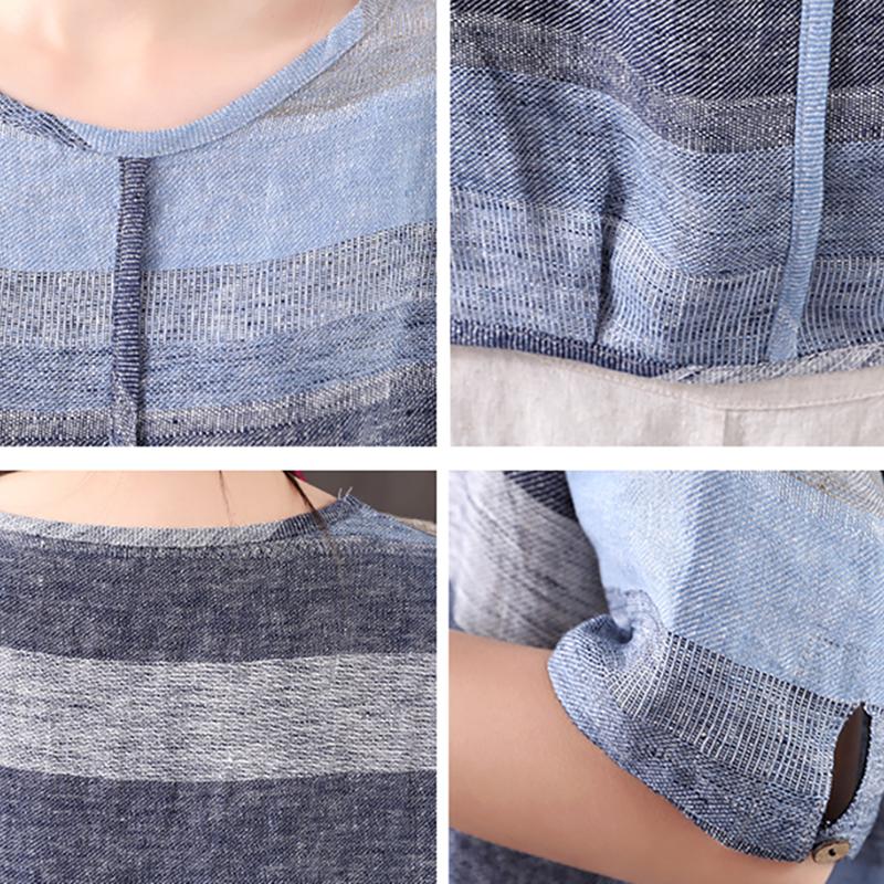 Vintage Linen Cotton Linen Short Sleeve Blouse