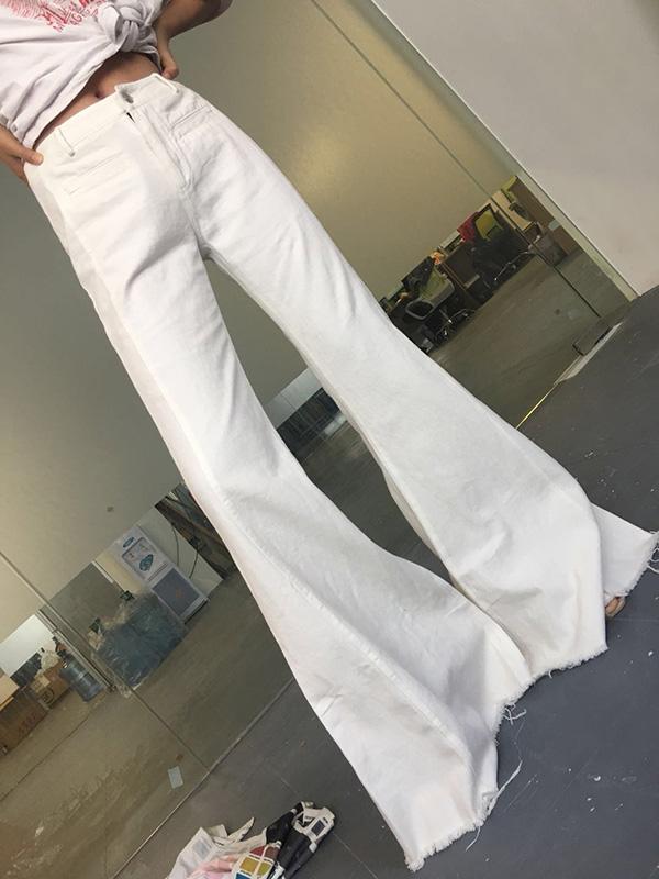Retro White Jean Bell-bottom Pants