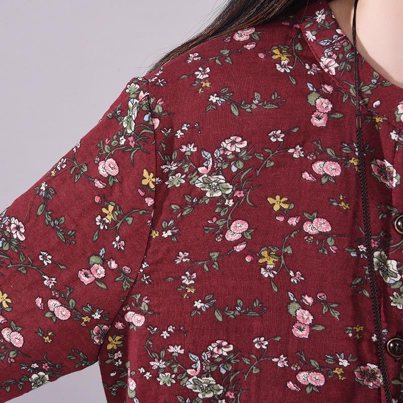 Winter Floral Plus Velvet Casual Dress