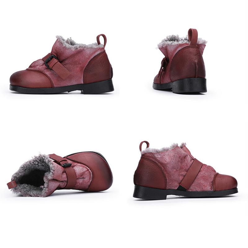 Winter Leather Comfortable Soft Bottom Wool Boots