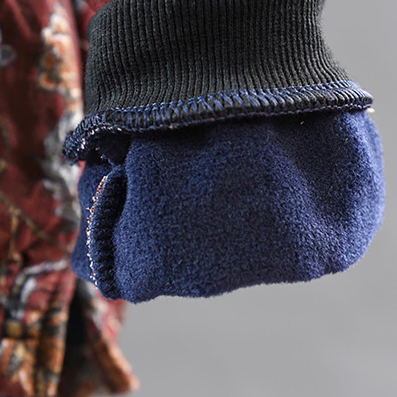 Winter Retro Floral Fleece Warm Top