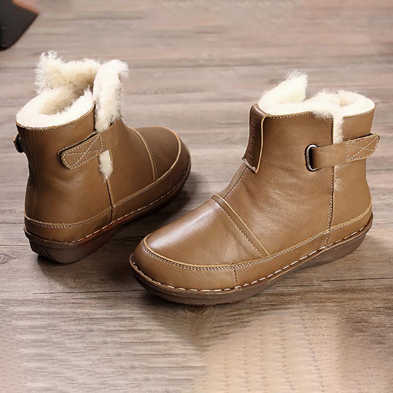Winter Wool Flat Heel Women Soft Boots