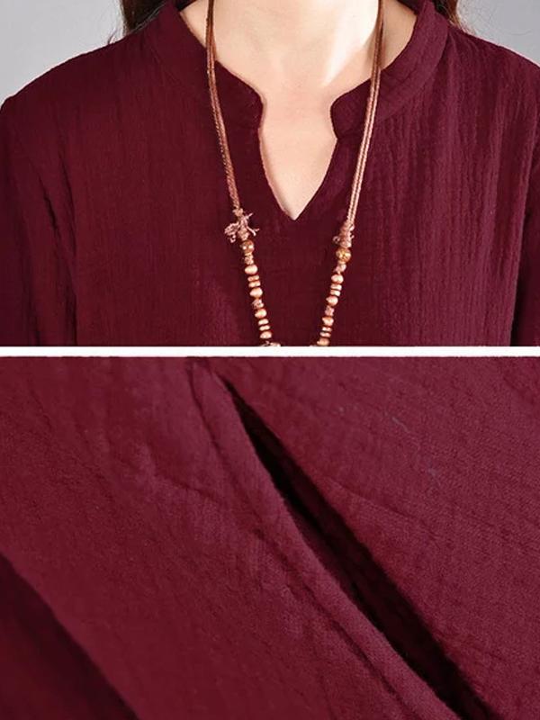 Women Casual Loose Cotton Autumn Dress