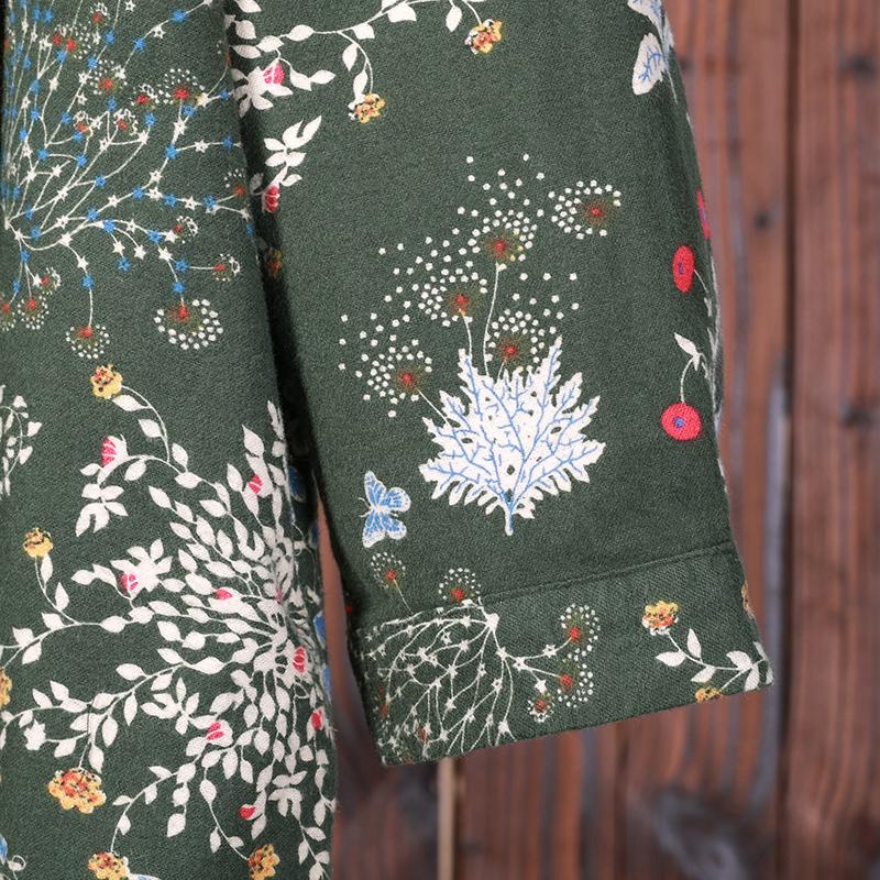 Women Floral Print Polo Collar Spring Midi Dress